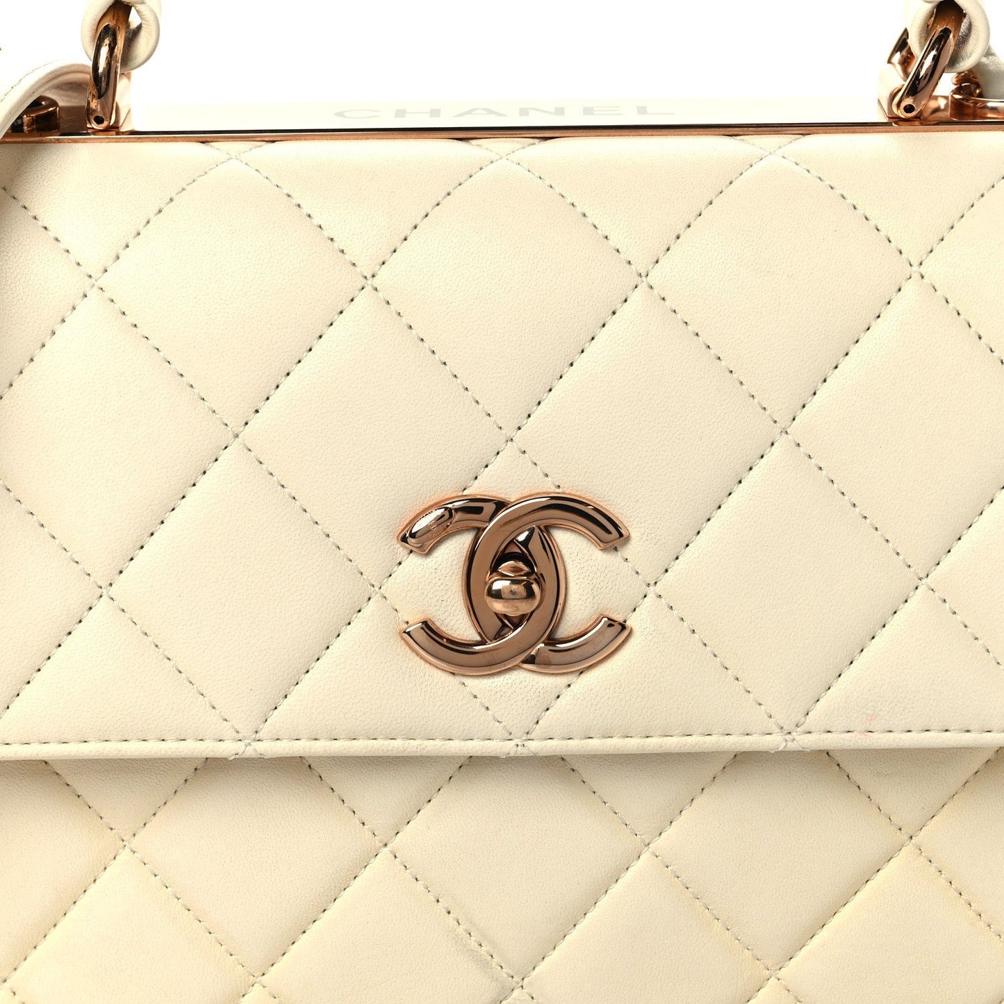 Lambskin Quilted Small Trendy CC Dual Handle Flap Bag White