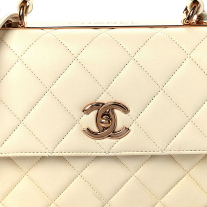 Lambskin Quilted Small Trendy CC Dual Handle Flap Bag White
