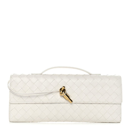 Nappa Intrecciato Long Andiamo Top Handle Clutch White