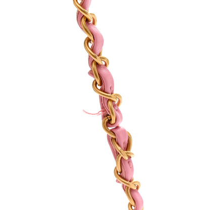 Metallic Lambskin Viscose Woven Flap Pink Gold