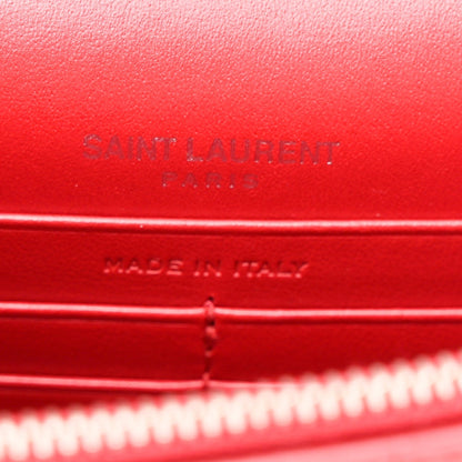 Calfskin Crocodile Embossed Monogram Sunset Chain Wallet Rouge Eros