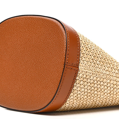 Kitted Raffia Petit Bucket Caramel