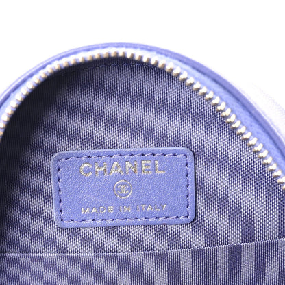 Lambskin Quilted Chanel 19 Round Clutch With Chain Purple