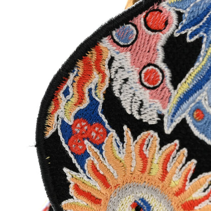Canvas Embroidered Zodiac Fantastico Saddle Bag Black Multicolor