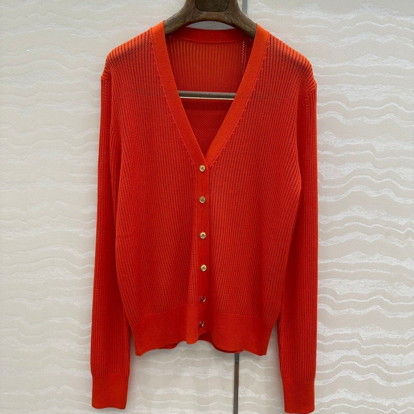LP 25 V-neck Cardigan Burnt Orange Cotton 265179
