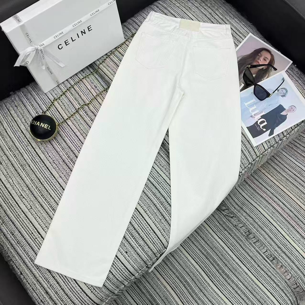 Celine 2026 Boyfriend Jeans 001 White Cotton