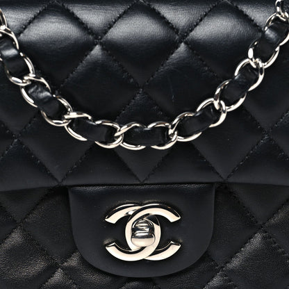 Lambskin Quilted Mini Rectangular Flap Black