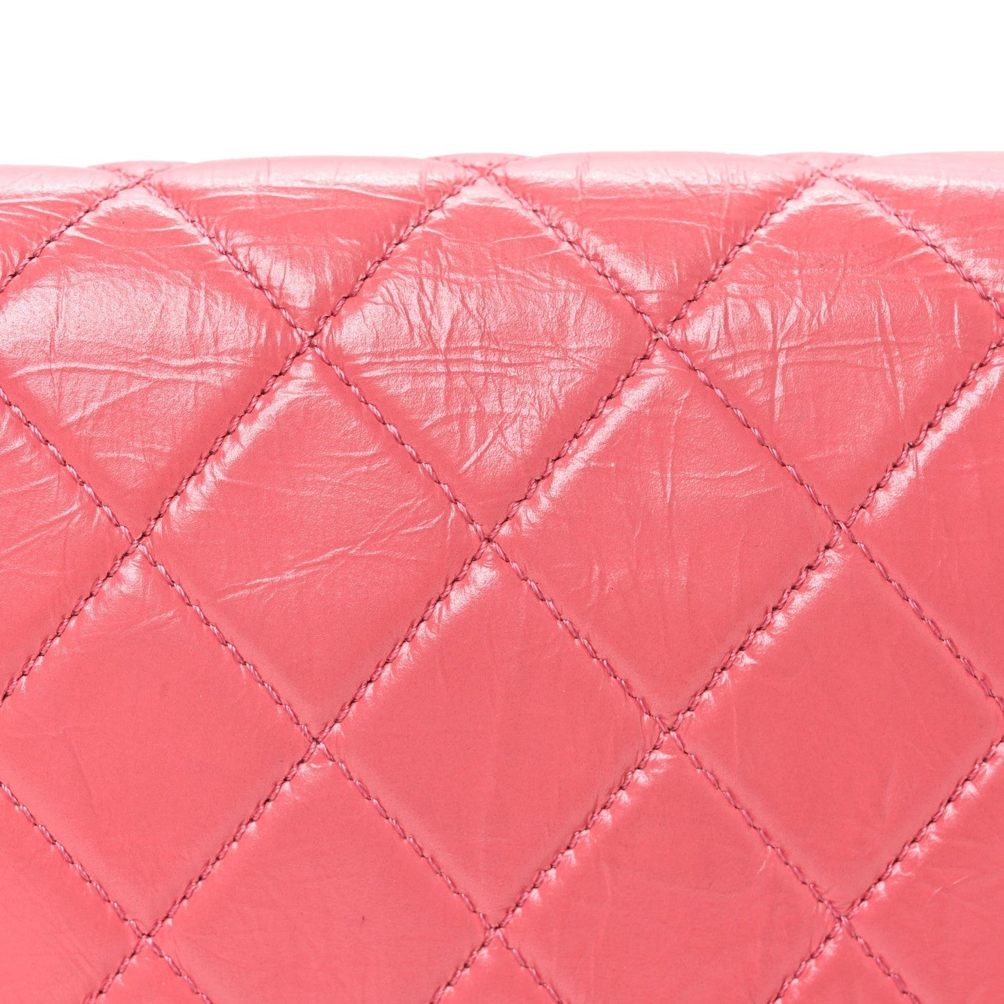 Crumpled Calfskin Quilted Bi Vintage Small Single Flap Pink