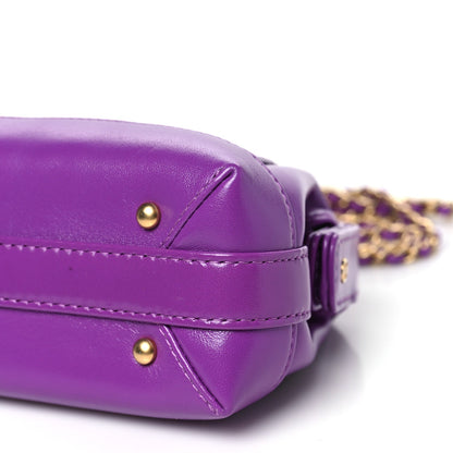 Shiny Lambskin Quilted Mini Cocodoc Top Handle Bag Purple