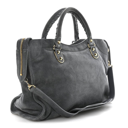 Suede Gold Metallic Edge Hardware City Gris Plomb