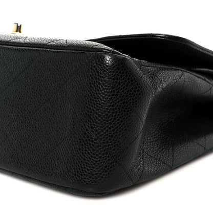 Caviar Quilted Jumbo Double Flap Black