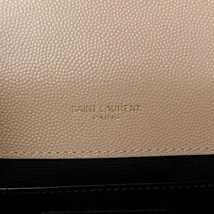 Grain De Poudre Textured Mixed Matelasse Medium Triquilt Monogram Satchel Dark Beige