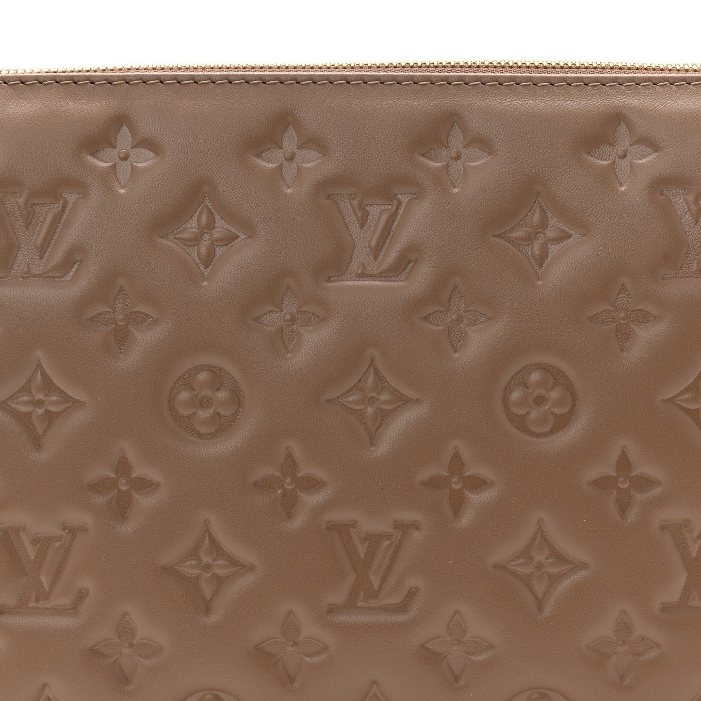Lambskin Embossed Monogram Coussin PM Taupe