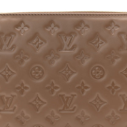 Lambskin Embossed Monogram Coussin PM Taupe