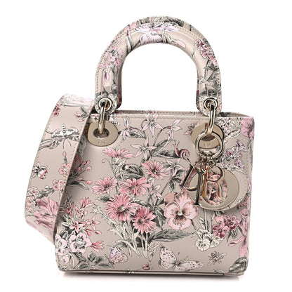 Calfskin Flower Printed Small My ABCDior Lady Dior Pink Multicolor