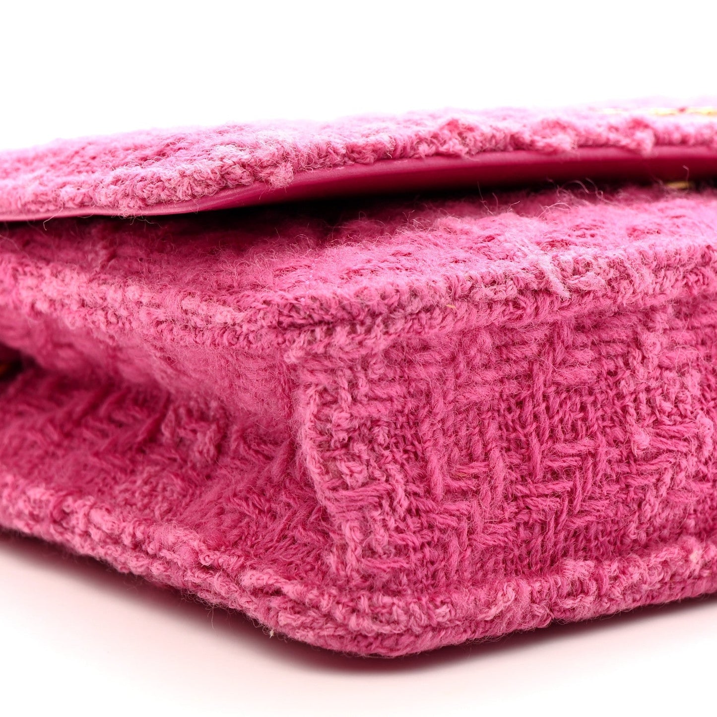 Wool Tweed Lambskin Quilted Chanel 19 Wallet On Chain WOC Fuchsia