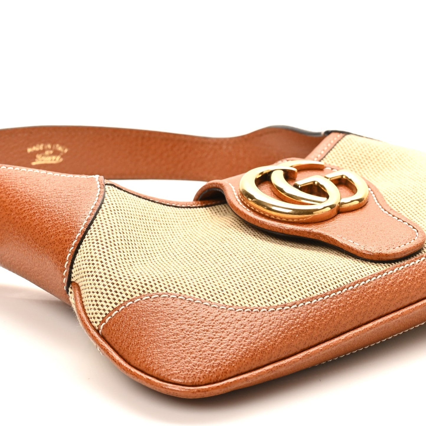Canvas Textured Dollar Calfskin Small Aphrodite Shoulder Bag Beige Tan