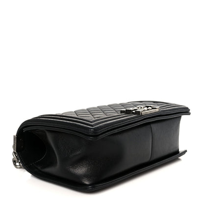 Calfskin Quilted Medium Boy Flap Black
