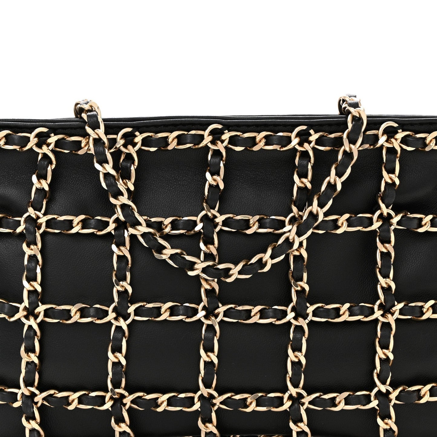 Lambskin Chain Frame Shoulder Bag Black