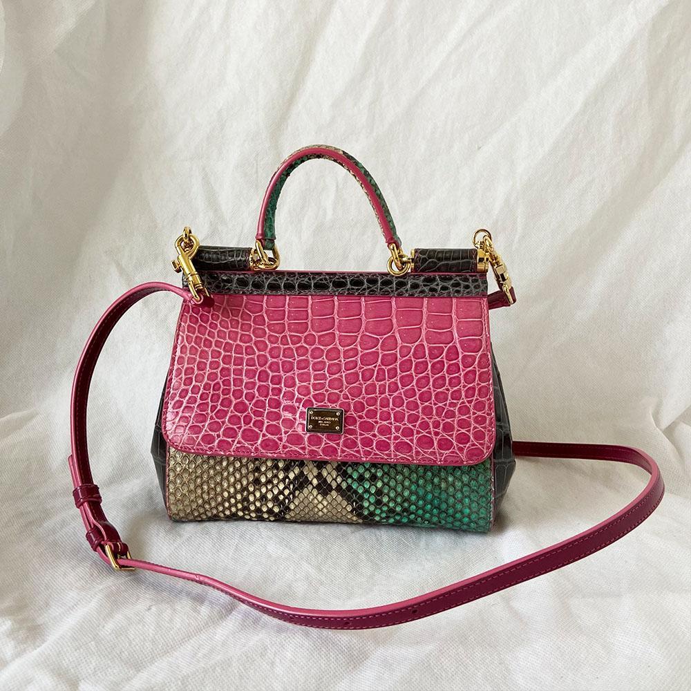 Dolce & Gabbana   Crocodile and Python Small Miss Sicily Bag