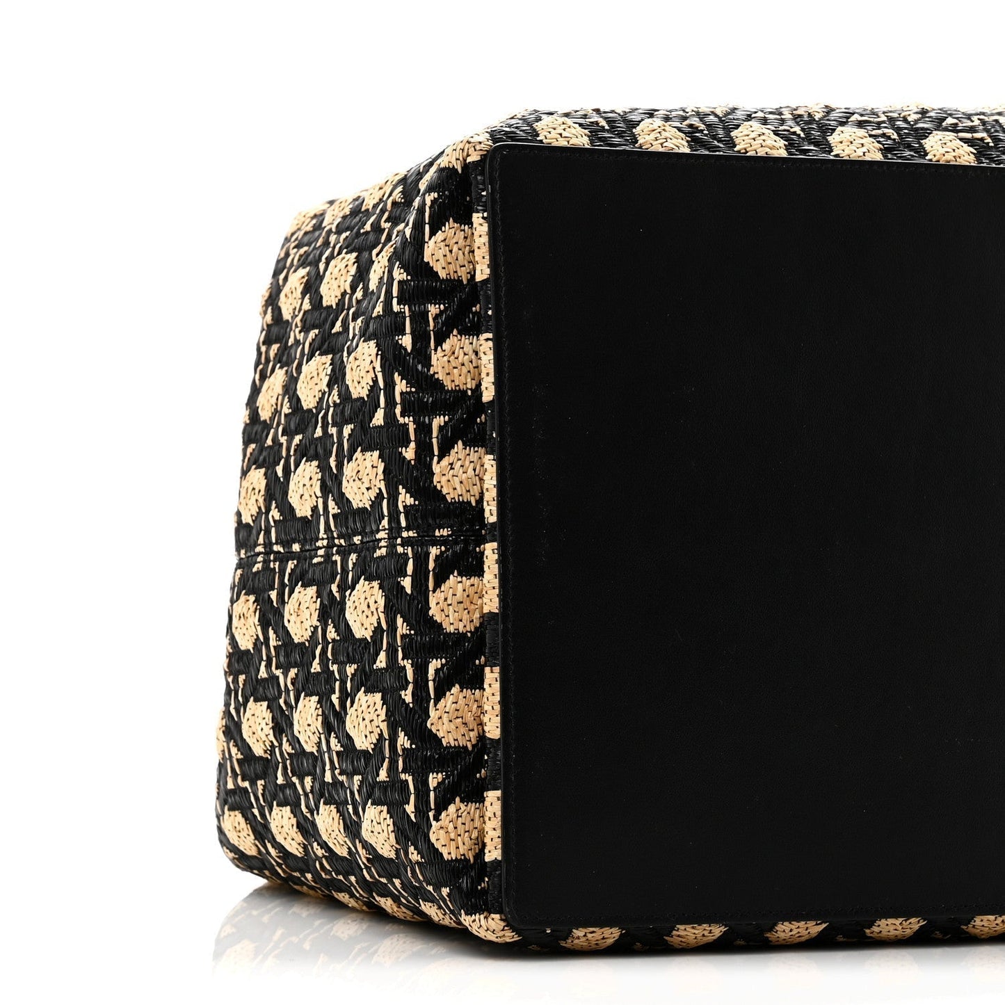 Raffia Calfskin Cannage Large Toujours Black Beige