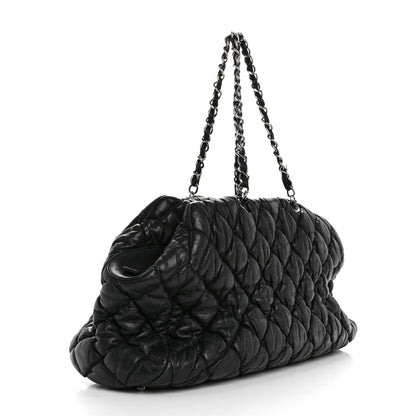 Calfskin Bubble Quilt Bowler Black