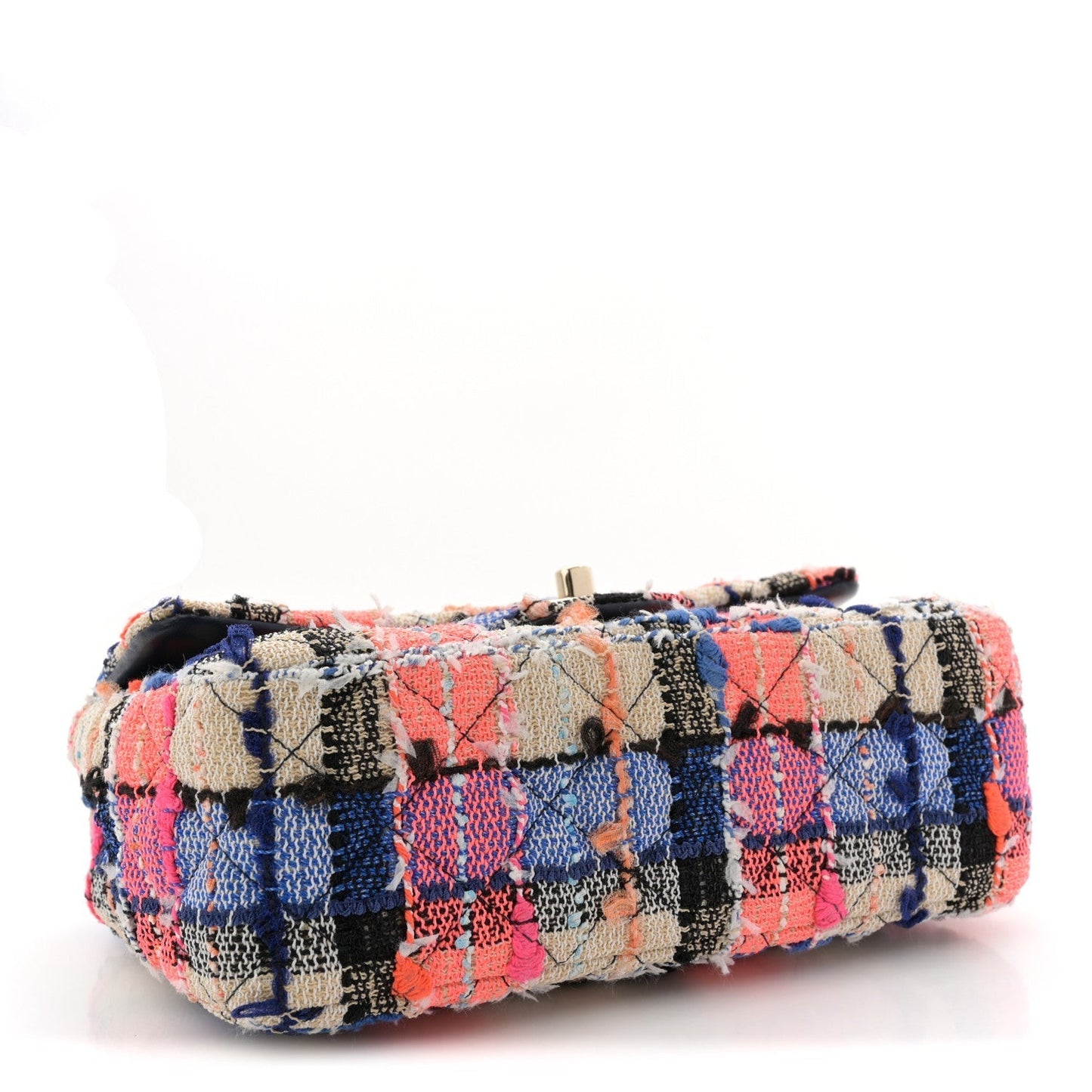Tweed Quilted Mini Rectangular Flap Blue Orange Pink