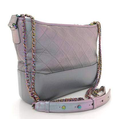 Iridescent Lambskin Calfskin Quilted Medium Gabrielle Hobo Light Purple