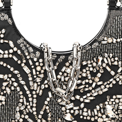 Lambskin Embellished Crystal Mini T-Bar Bag Black