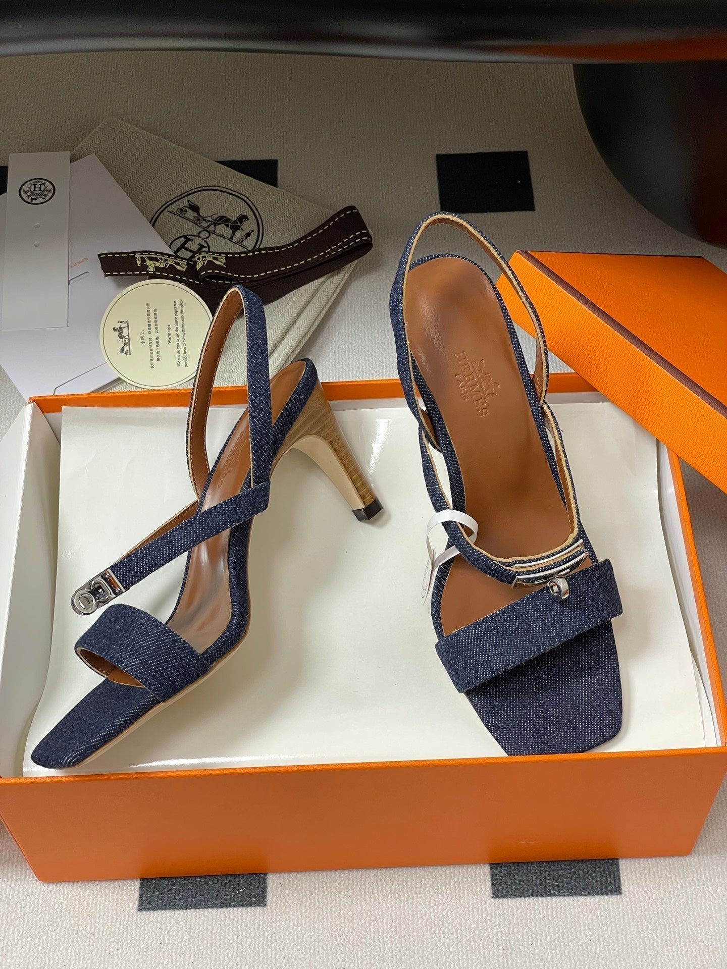HM Glamour Slingback Blue Denim Sheepskin 314035