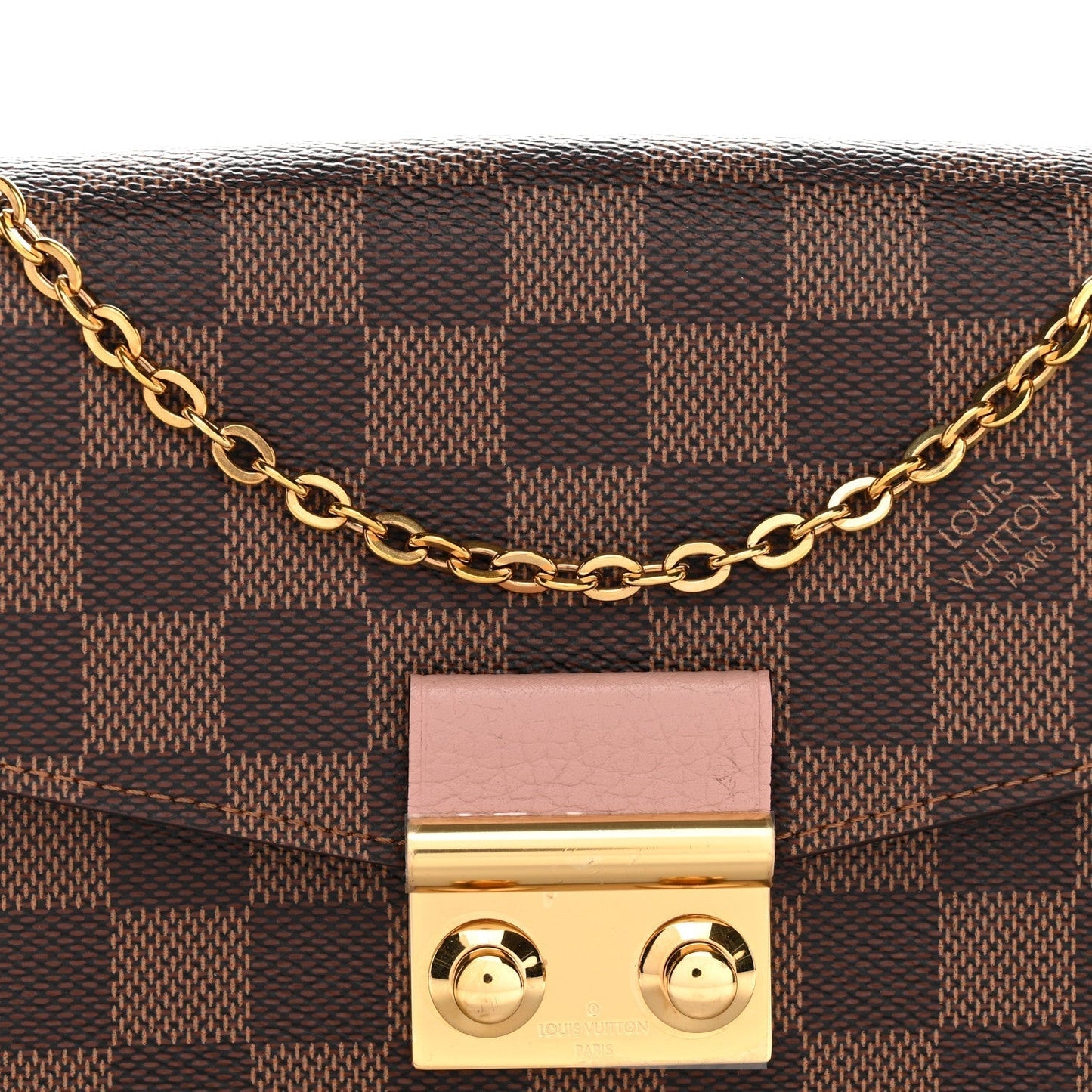 Damier Ebene Croisette Chain Wallet Magnolia