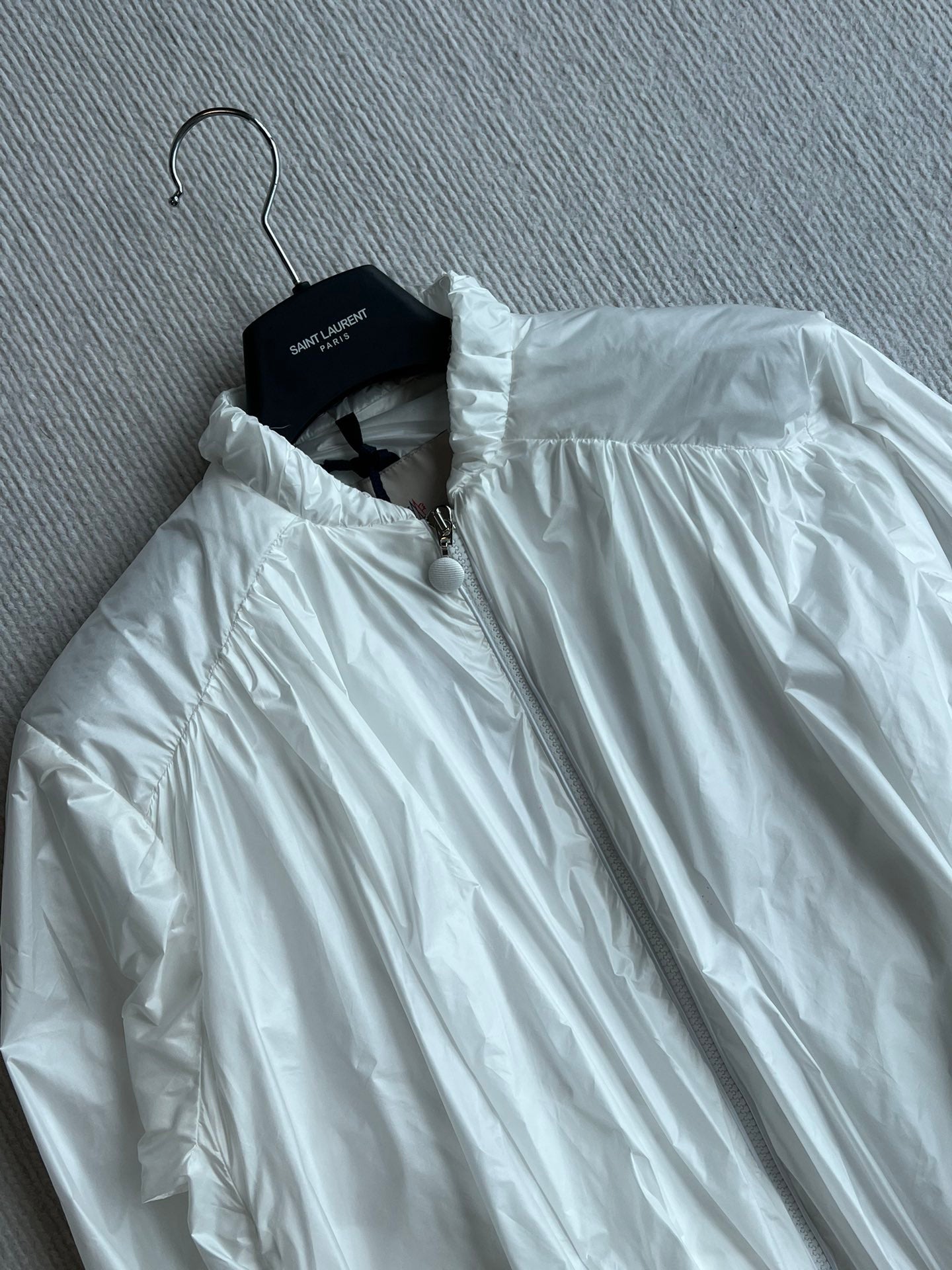 Moncle 25FW Pleated Windbreaker Jacket White Nylon 269679