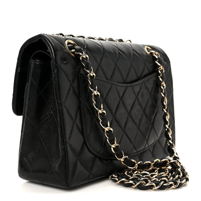 Lambskin Quilted Small Double Flap Black