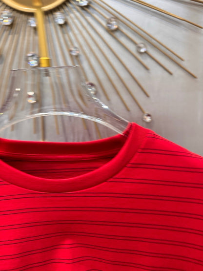 Miumiu 2026 Striped Long-Sleeve T-Shirt Red Cotton