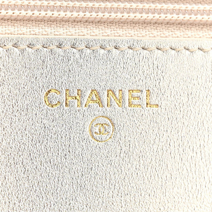 Gradient Metallic Lambskin Quilted Like A Wallet Wallet On Chain WOC Gold Pink