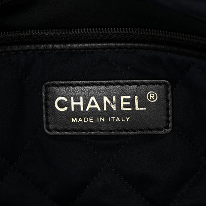 Shiny Calfskin Quilted Chanel 22 Backpack Grey
