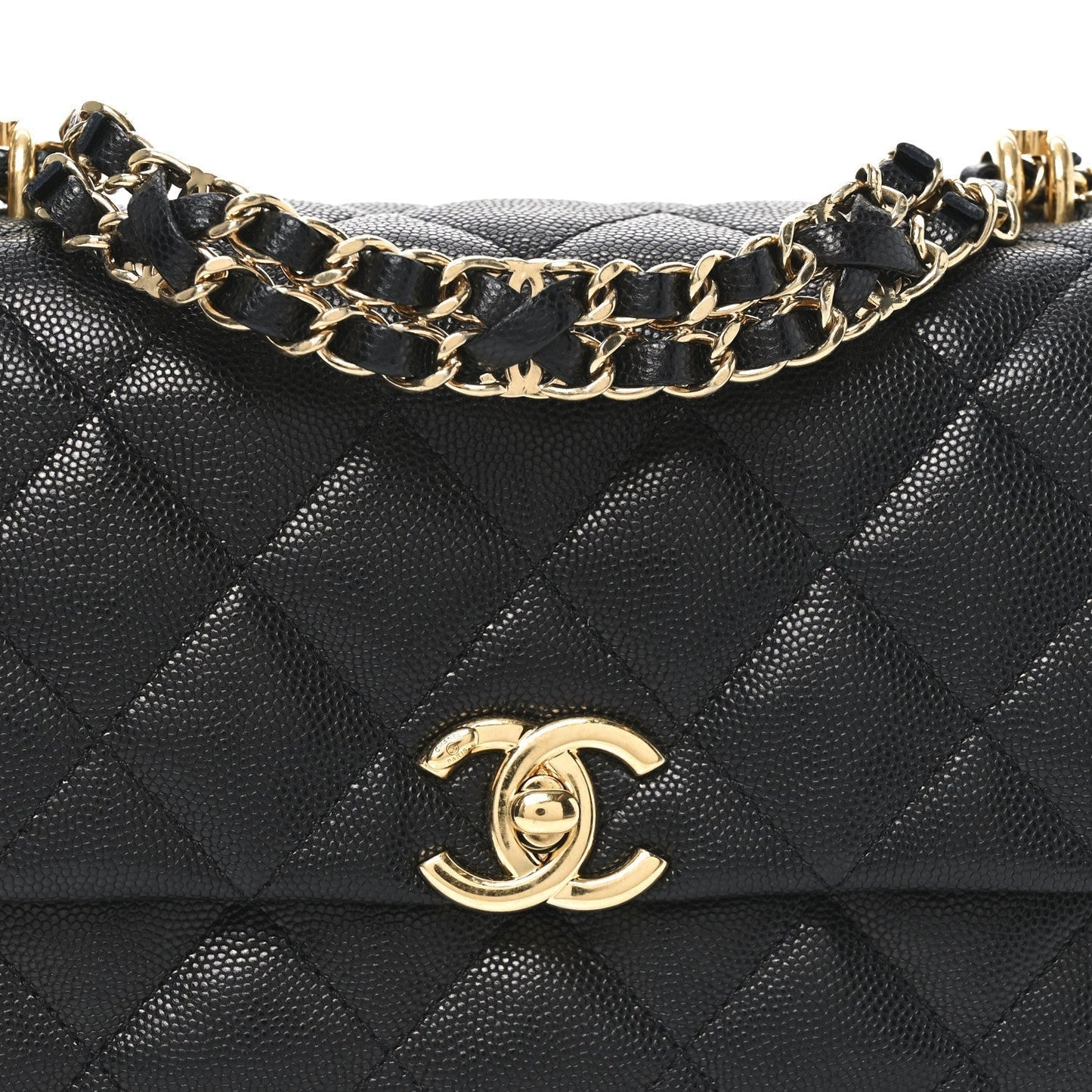 Caviar Quilted Mini Coco First Flap Black