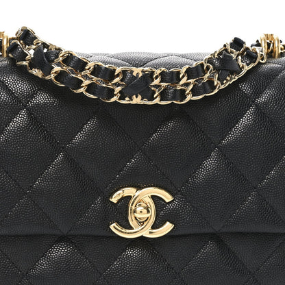 Caviar Quilted Mini Coco First Flap Black