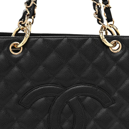 Caviar Quilted Grand Shopping Tote GST Black