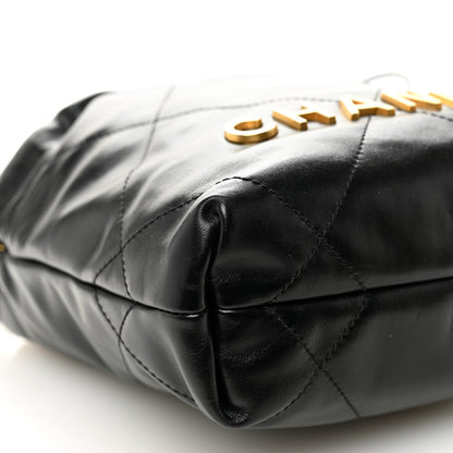 Shiny Calfskin Quilted Mini Chanel 22 Black