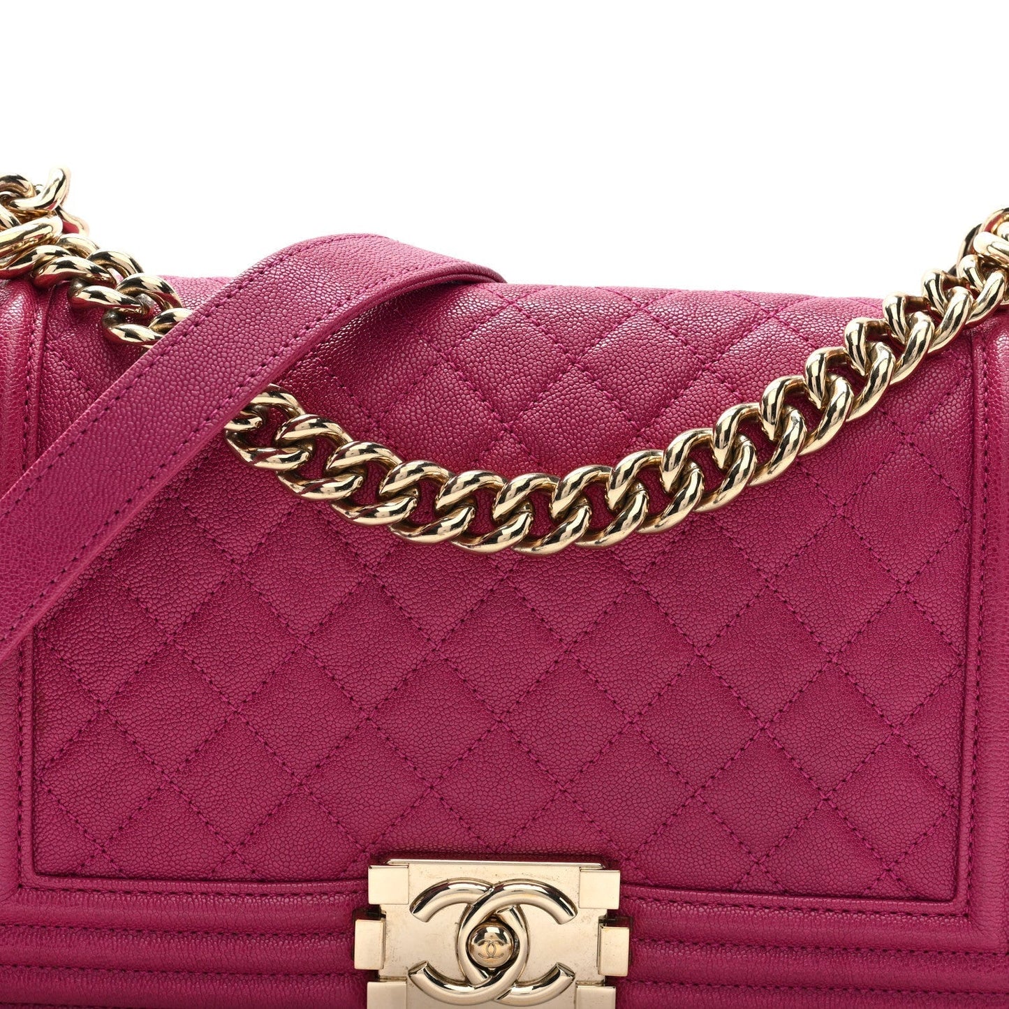 Caviar Quilted Medium Boy Flap Dark Pink
