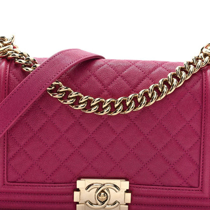 Caviar Quilted Medium Boy Flap Dark Pink