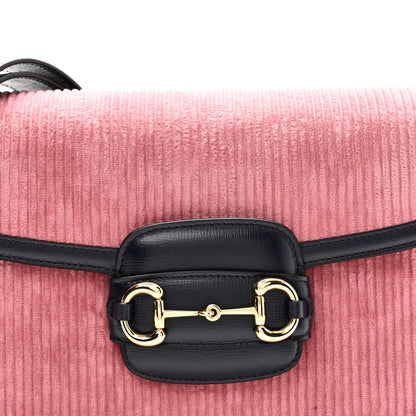 Lanzo Stretch Cord Azalea Calfskin Horsebit 1955 Shoulder Bag Lipstick Rose Blue