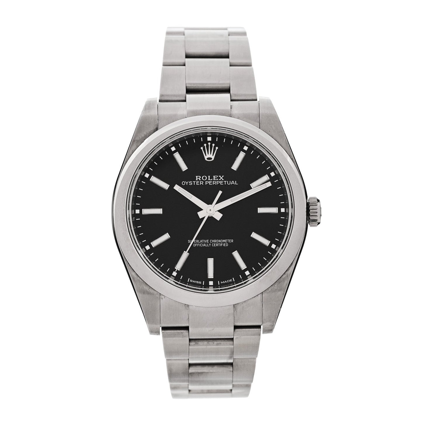 Stainless Steel 39mm Oyster Perpetual Watch Black 114300