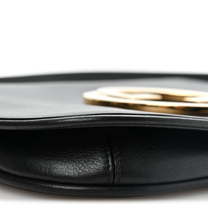 Roxy Calfskin Blondie Chain Shoulder Flap Bag Black