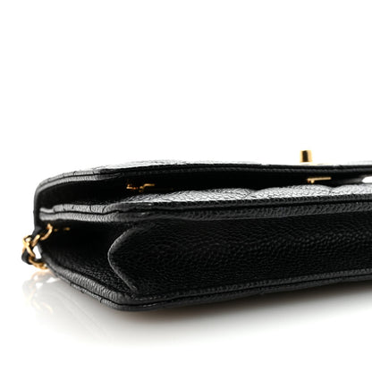 Caviar Quilted CC Turnlock Wallet On Chain WOC Black