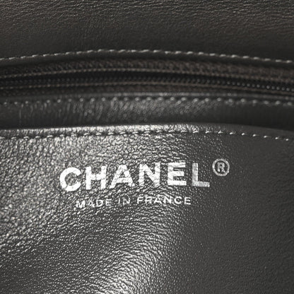 Metallic Lambskin Quilted Mini Rectangular Flap  Dark Grey