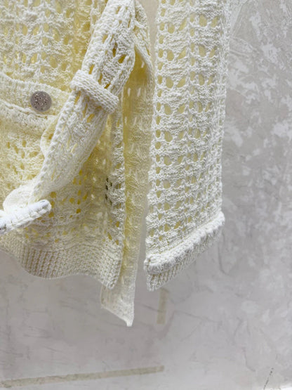 CHANEL 25S OPEN-KNIT WAIST-TIE SWEATER 528