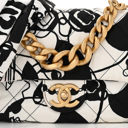 Canvas Printed Deer Coco Mini Single Flap White Black
