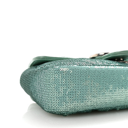 Sequin Matelasse Small GG Marmont Shoulder Bag Water Green Verde Chiaro Light Water Green